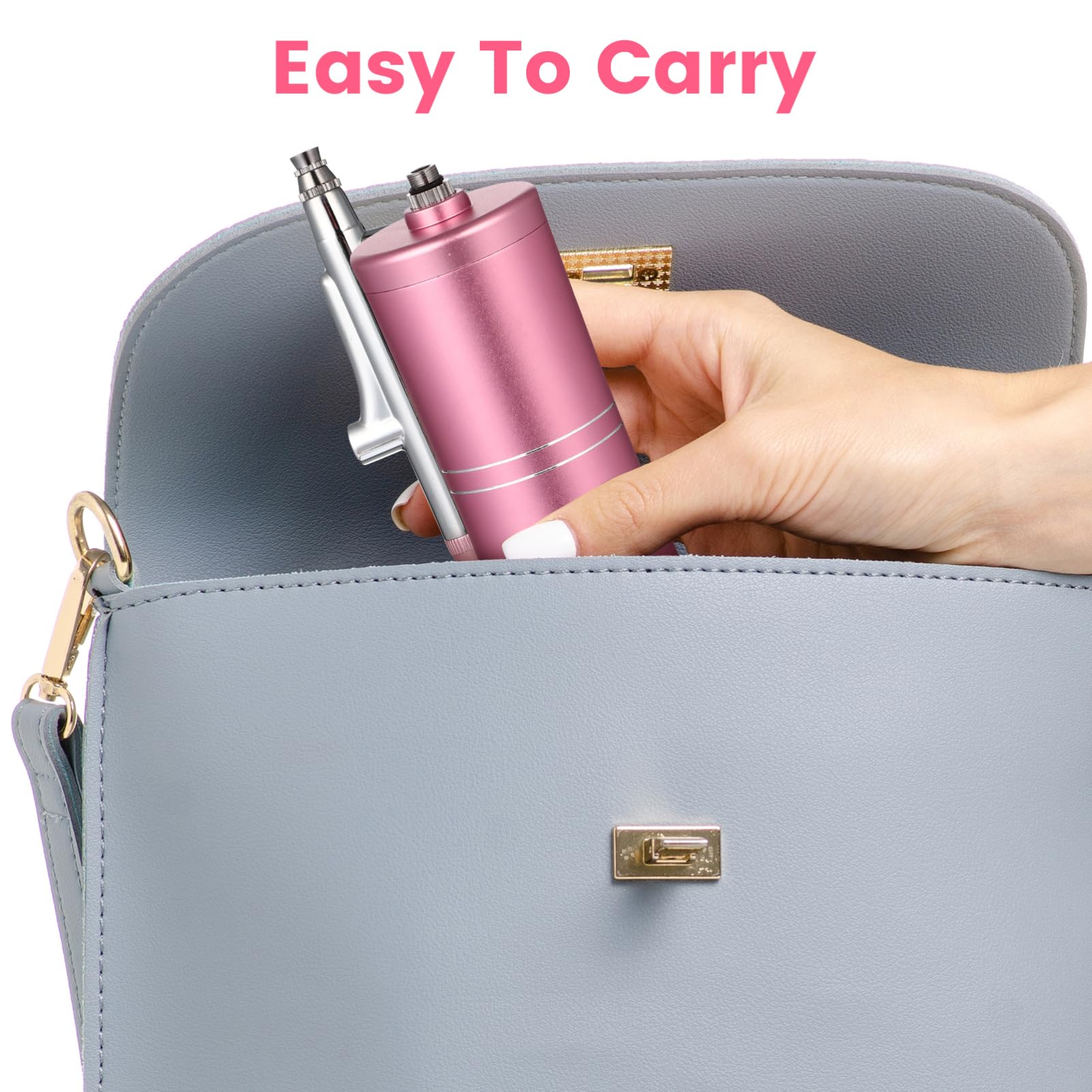 Kit Aerografo Mini Portatile Rosa, Modello B, per Pittura e Trucco | Acciaio Inossidabile, Alluminio e Abs, Leggero, Uso Ufficio e Quotidiano, Nebulizzazione Facciale