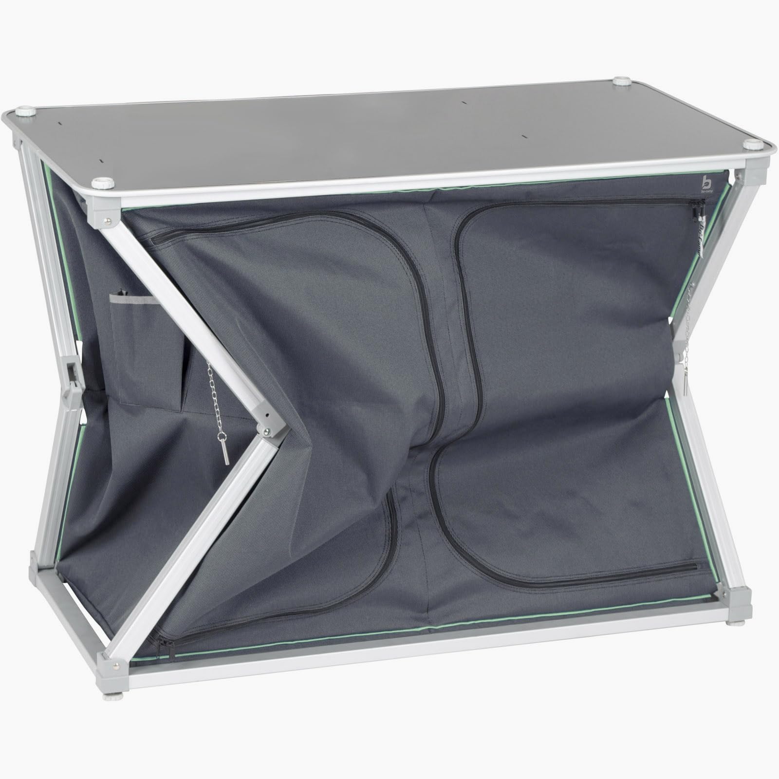 Bo-Camp Quick Up Solid – Kã ¼ chenschrank Pieghevole 4 Fã ¤ ergonomico con ripiano + Top + Protezione Antivento