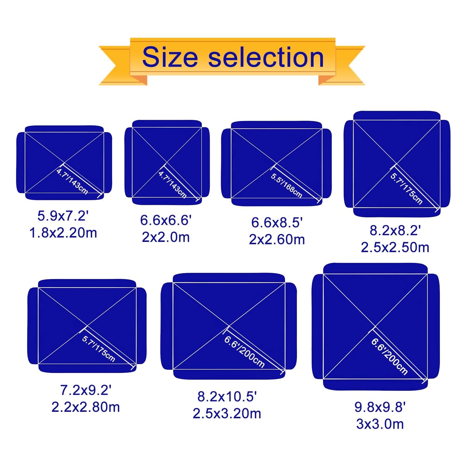 Ombrello di ricambio per ombrellone da esterno a 4 costole, per giardino, mercato, patio, impermeabile, protezione dai raggi UV, blu, 1,8 x 2,2 m