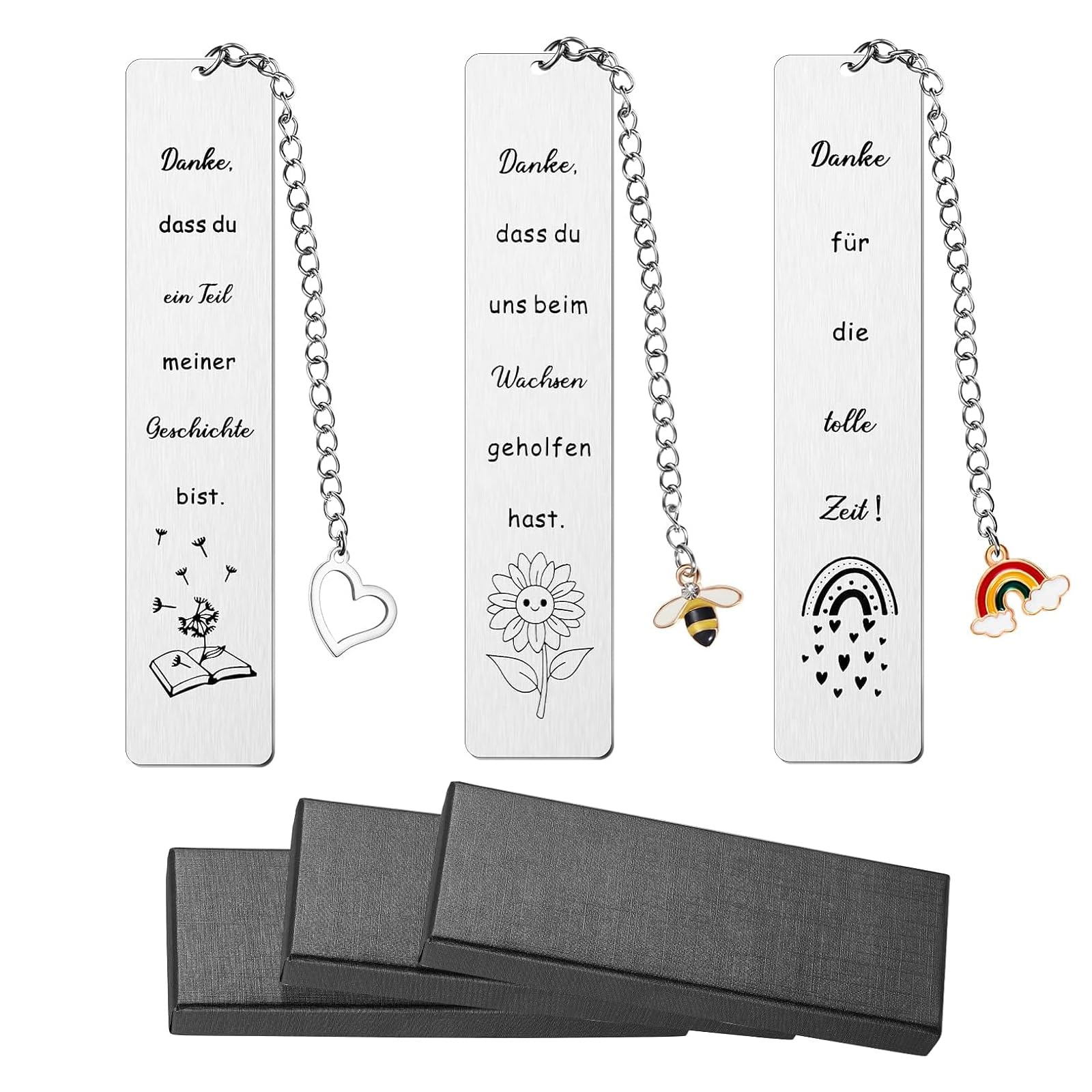 SoeUyd 3 Piezas Marcapaginas Personalizado, Marcapaginas Personalizado Profesora, Marcapáginas de Acero Inoxidable, Marcapáginas para Profesores, Compañeros y Amigos Durante la época de Graduaciones