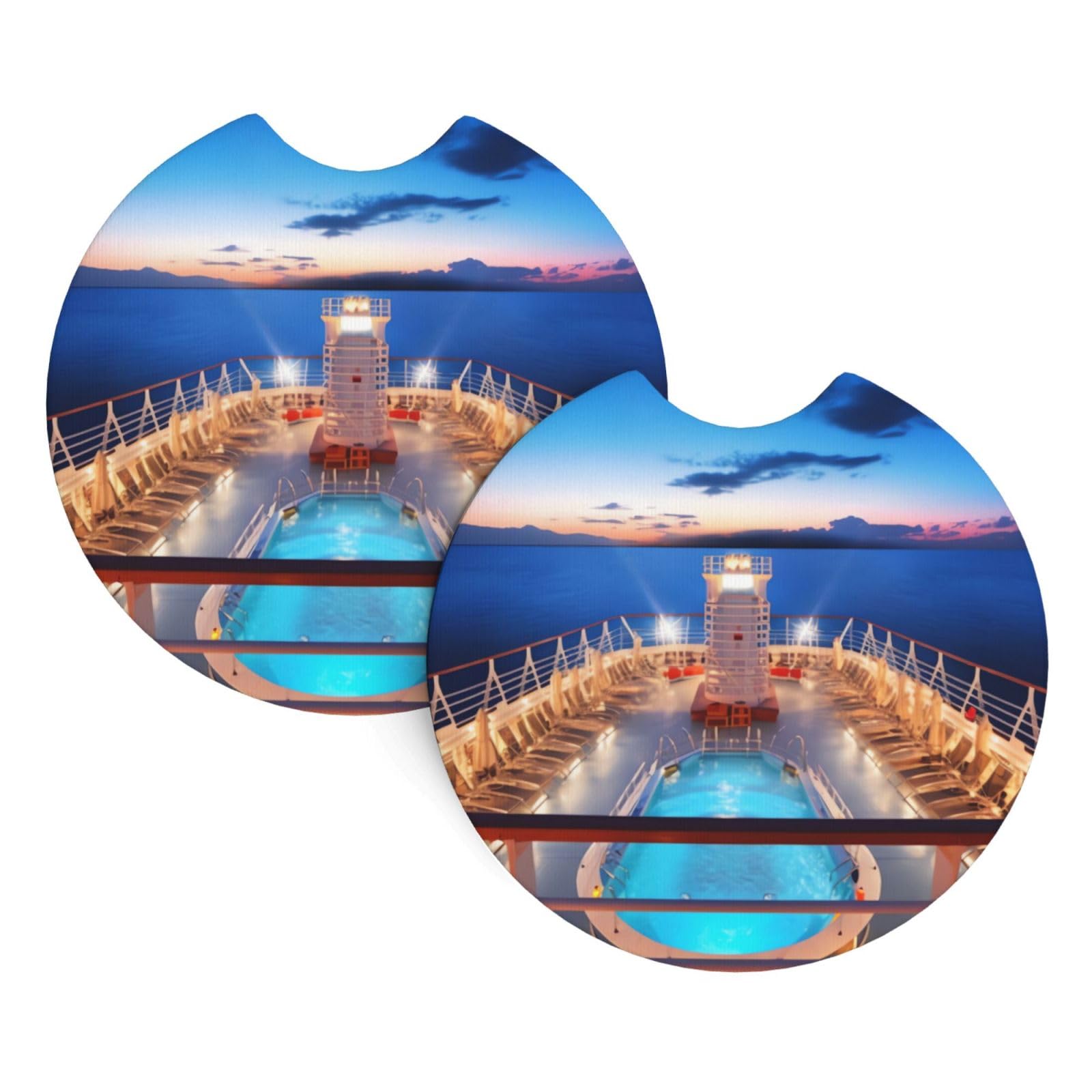 2PCS Car Coaster for Cup Holders Universal Auto Cup Mat Pool Party Cruise Ship Cup Coaster Pad 2.7" Waterproof Neoprene Non-Slip Cup Holder Coasters Car Interior Accessories for Women Men