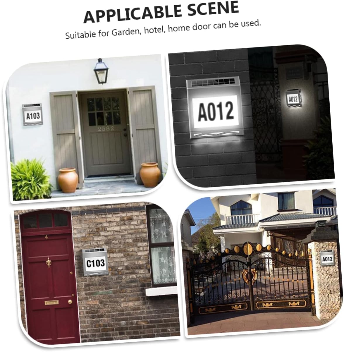 1set Solar Address Sign Lamp Solar House Numbers Light for Outdoor Use Courtyard to Install
