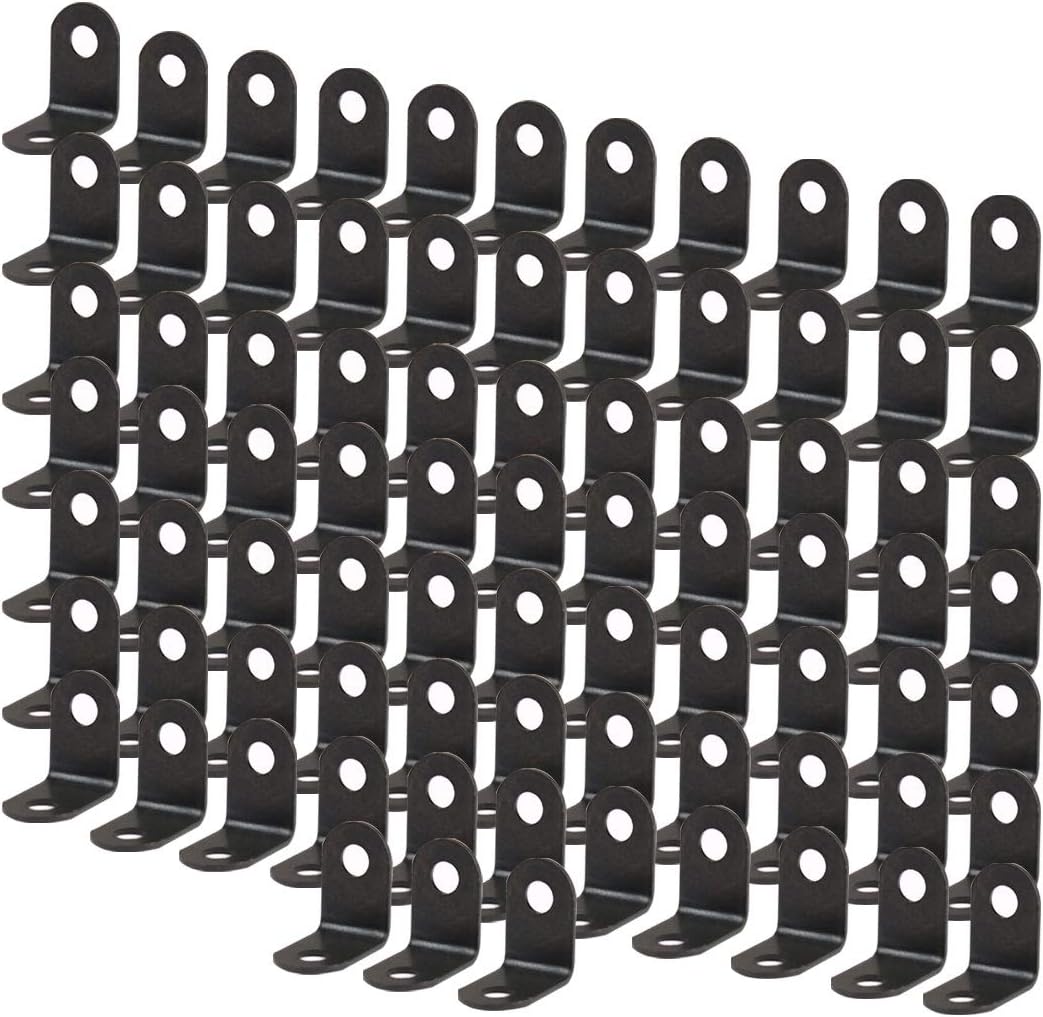 uxcell 80pcs Angle Bracket Metal 12x12mm Black Corner Brace Fastener L Shaped Right Angle Brackets Corner Protector Shelf Support with Screws for Furniture