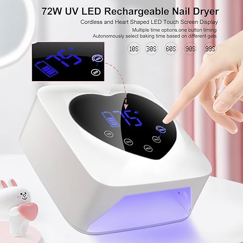 Miniatura 2 de Lámpara de uñas LED UV, inalámbrica de 72 W, portátil, luz ultravioleta recargable para uñas de gel, esmalte y acrílico, lámpara de esmalte de gel