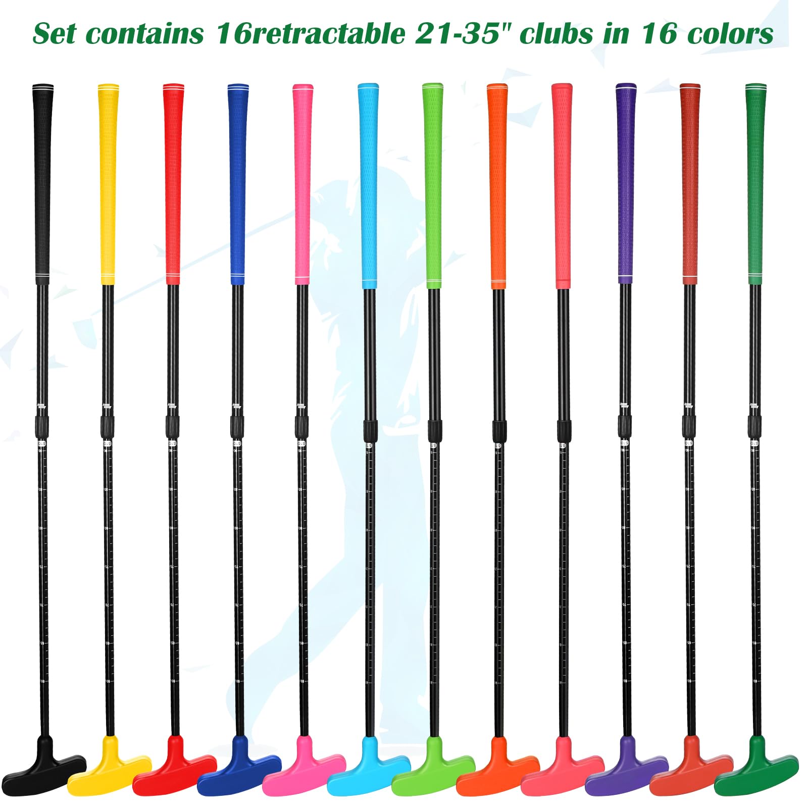 Liliful Golf-Putter für Kinder, Zwei-Wege-Mini-Golf-Putter mit 12 Golfbällen, Bulk-Putter für Rechts- oder Linkshänder, verstellbare Länge, Golfschläger-Set für Männer und Frauen, 12 Stück