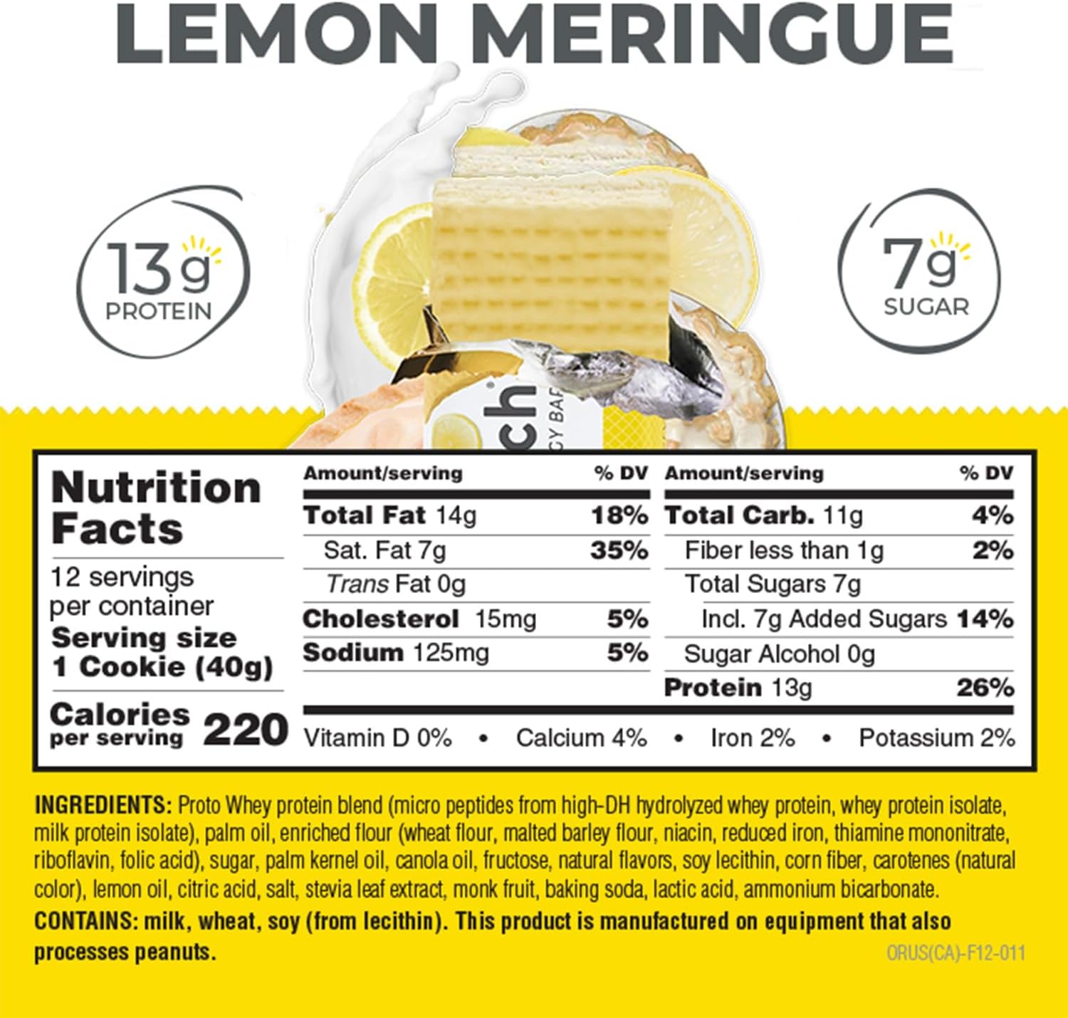 Power Crunch Protein Wafer Bars, High Protein Snacks with Delicious Taste, Lemon Meringue, 1.4 Ounce (12 Count)