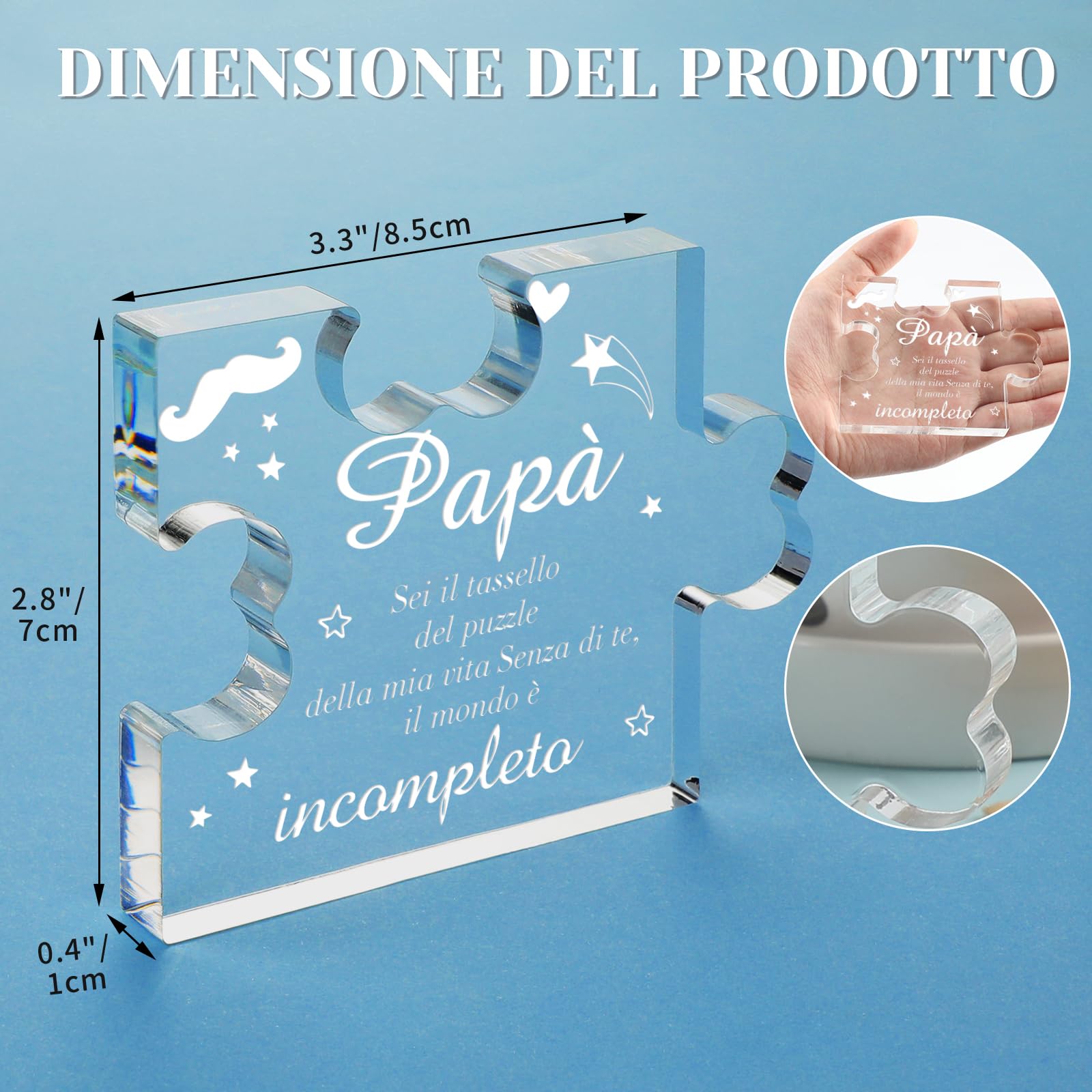 Puzzle Acrilico Personalizzato Per Festa Del Papà - Idea Regalo Natale O Compleanno Per Padre - Foto 12