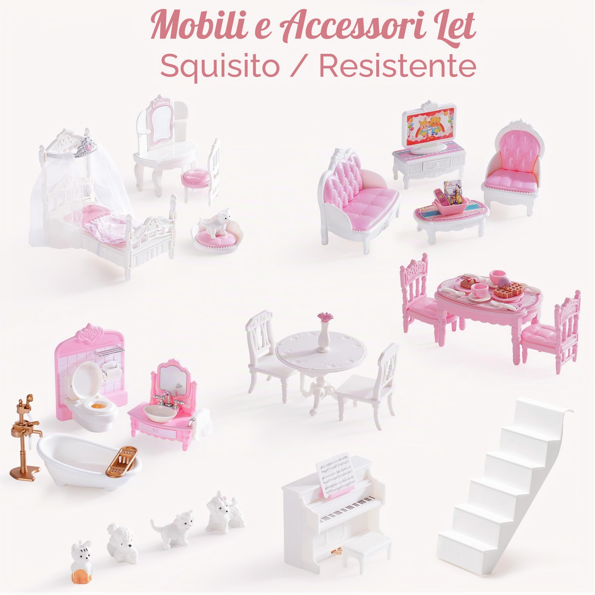 ROBUD Casa delle bambole in legno per bambini, regalo per ragazze e ragazzi di 3, 4, 5, 6 anni