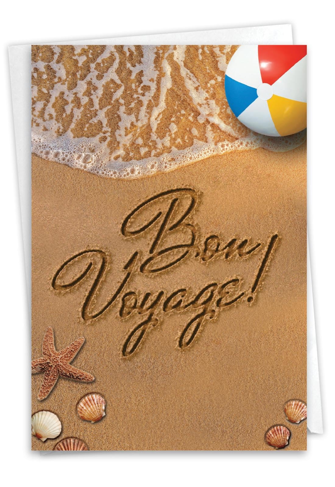 NobleWorks, Bon Voyage Greeting Card with 5 x 7 Inch Envelope (1 Card) Farewell, Good Luck Beach Notes C6113GBVG — image 1