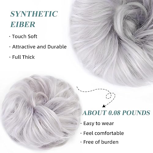 Miniatura 4 de EMMOR Extensión de moño de pelo desordenado, ondulado, rizado, coletero, extensión de cola de caballo sintética para mujeres, para uso diario, 1