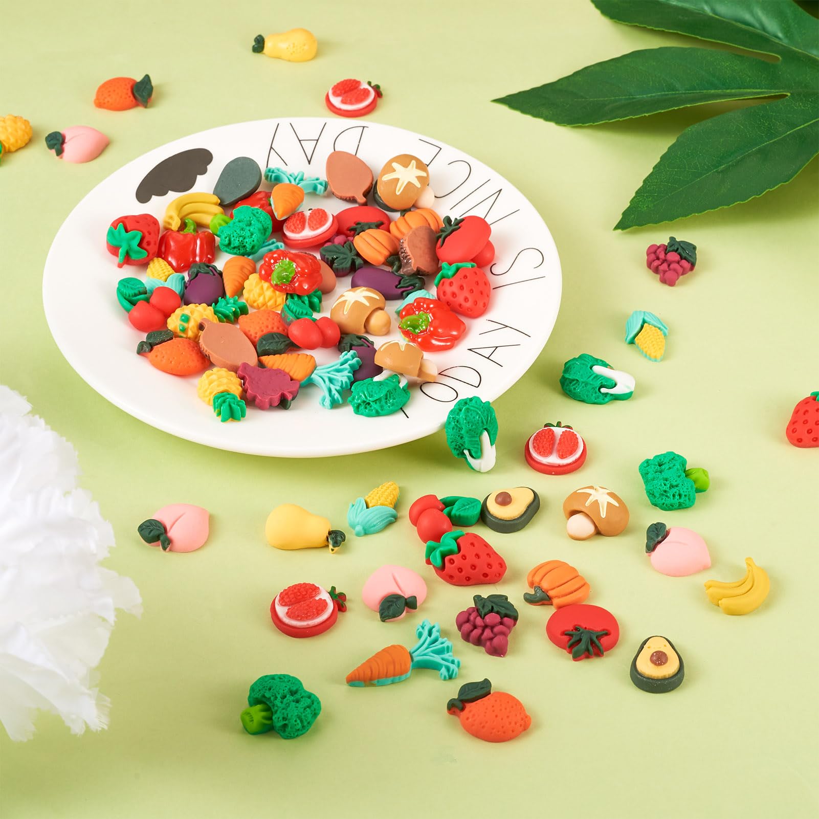 Fashewelry 80 cabochon in resina per frutta e verdura, forme miste, decorazioni decorative in resina, per gioielli fai da te