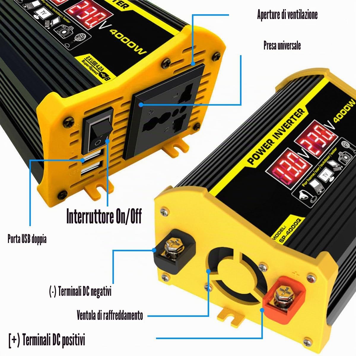 Kit Completo di Pannello Solare con Inverter da 400W/Regolatore di Carica Solare da 30A/Pannelli Solari da 18W, per Uso Esterno in Auto, Camper E Barche Black-220V
