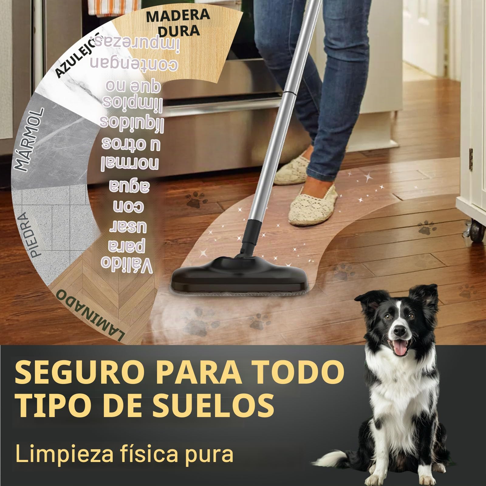 Limpiador a Vapor 17 en 1, Vapor de Mano con Mopa, 30s Calentamiento Rápido, 1000W Alta Presión, Limpieza Multifuncional para Suelos, Azulejos, Ventanas, Cocina y Baño, Sin Químicos