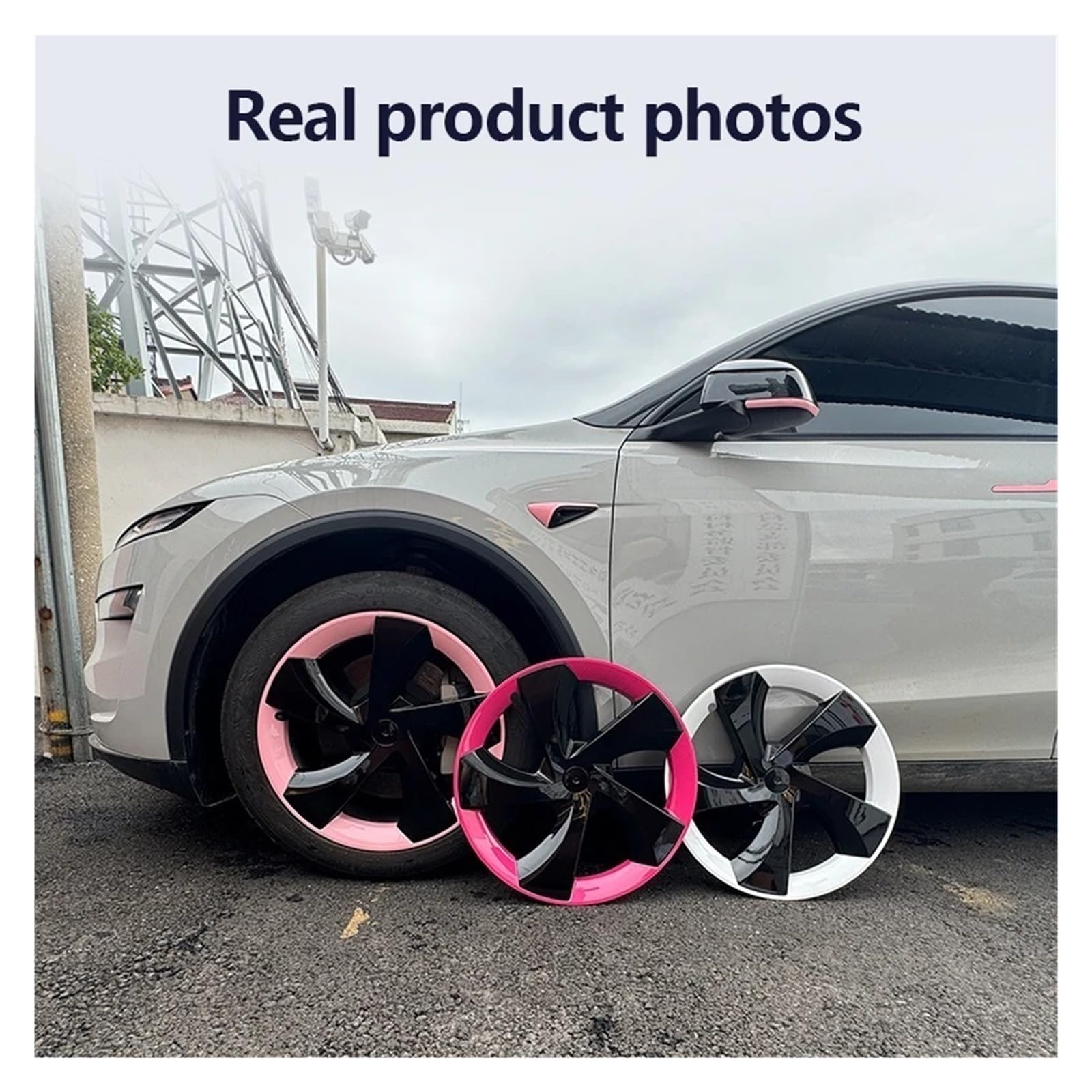embellecedor de Ruedas para Tesla para Model Y Juniper 2025 HubCap Tapas Rueda 19 Pulgadas Tapa Cubo Coche Cubierta llanta Completa (4 uds) tapacubos(Matte Black)
