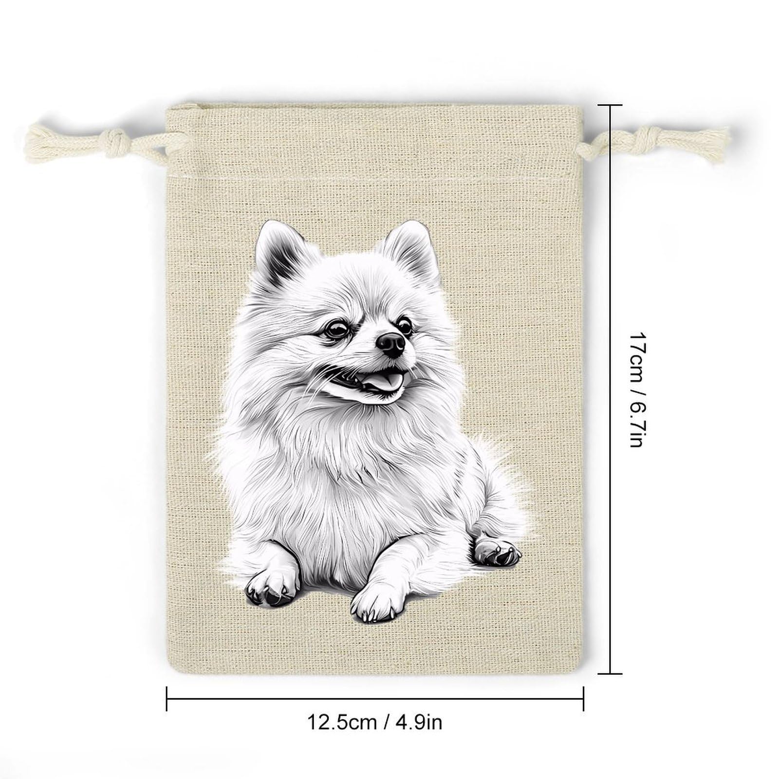 Pomeranian Dog 8 Pack Small Gift Bags Cotton And Linen Drawstring Pockets Sachet Bag for Party Home Supplies