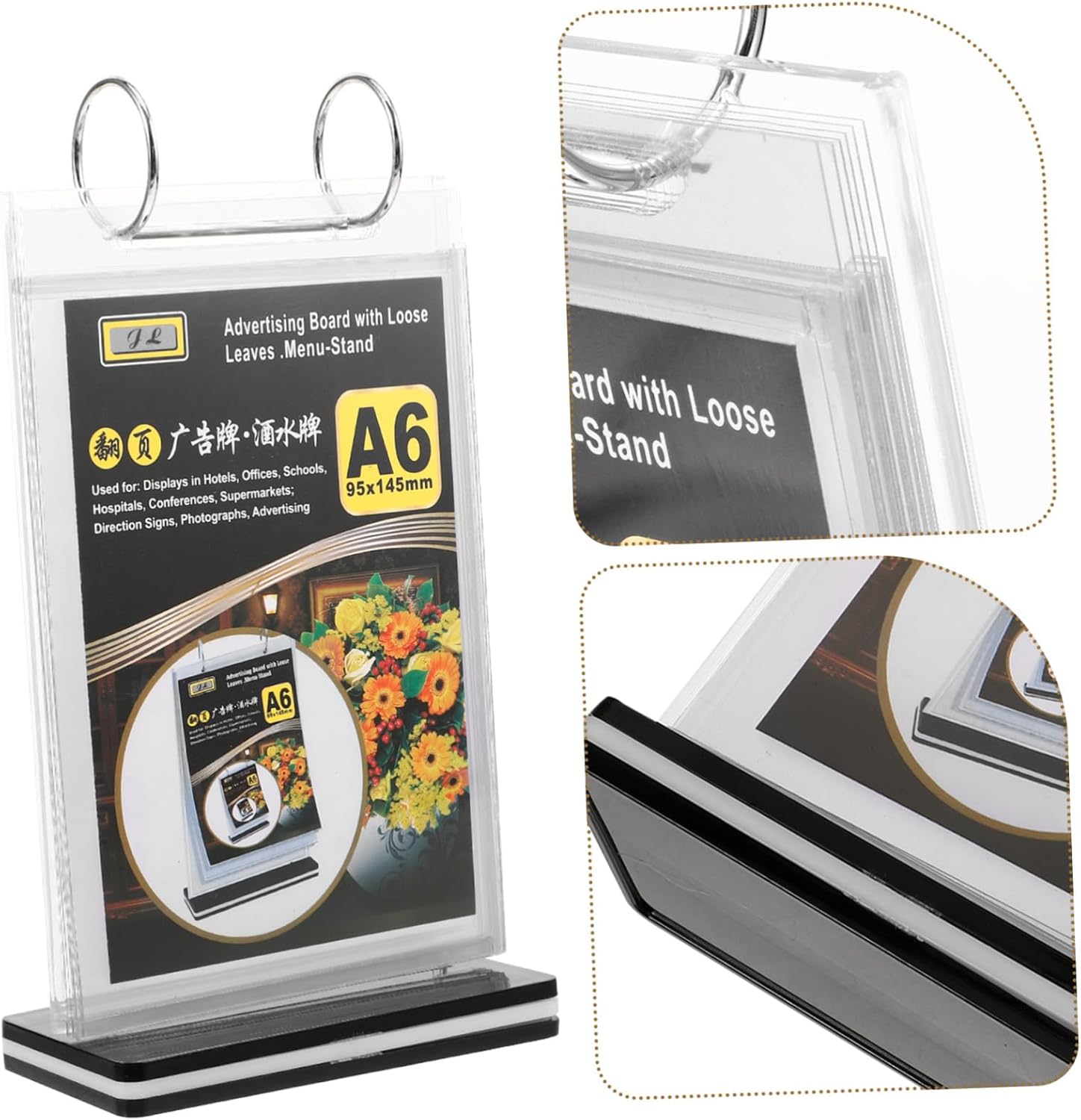 VILLCASE 9pcs Pvc Menu Display Stand Flip Design Sign Holder Base for Retail Stores