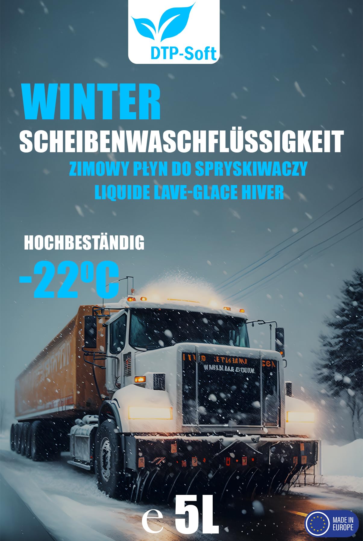 5 l ochrona przed zamarzaniem szyb, gotowy do użycia -22° środek do czyszczenia szyb | gotowy płyn do mycia szyb | zimowy środek do czyszczenia szyb 5 l | 1 x 5 litrów zimowa ochrona przed zamarzaniem