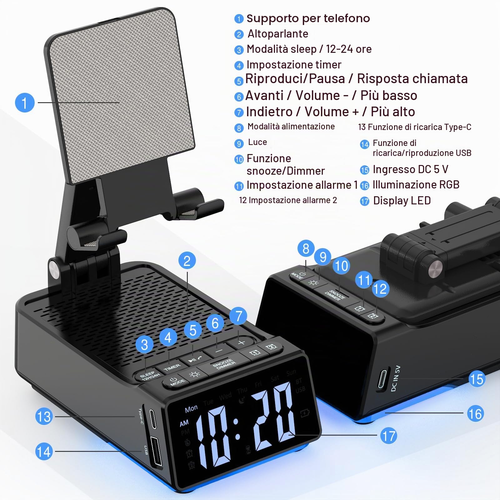 ZOOI Regalo Uomo, 6 in 1 Altoparlante Bluetooth con Supporto | Regali per Lui, Regalo Anniversario per Lui, Regalo Compleanno Uomo, Idee Regali Uomo Natale Originali Regali Secret Santa