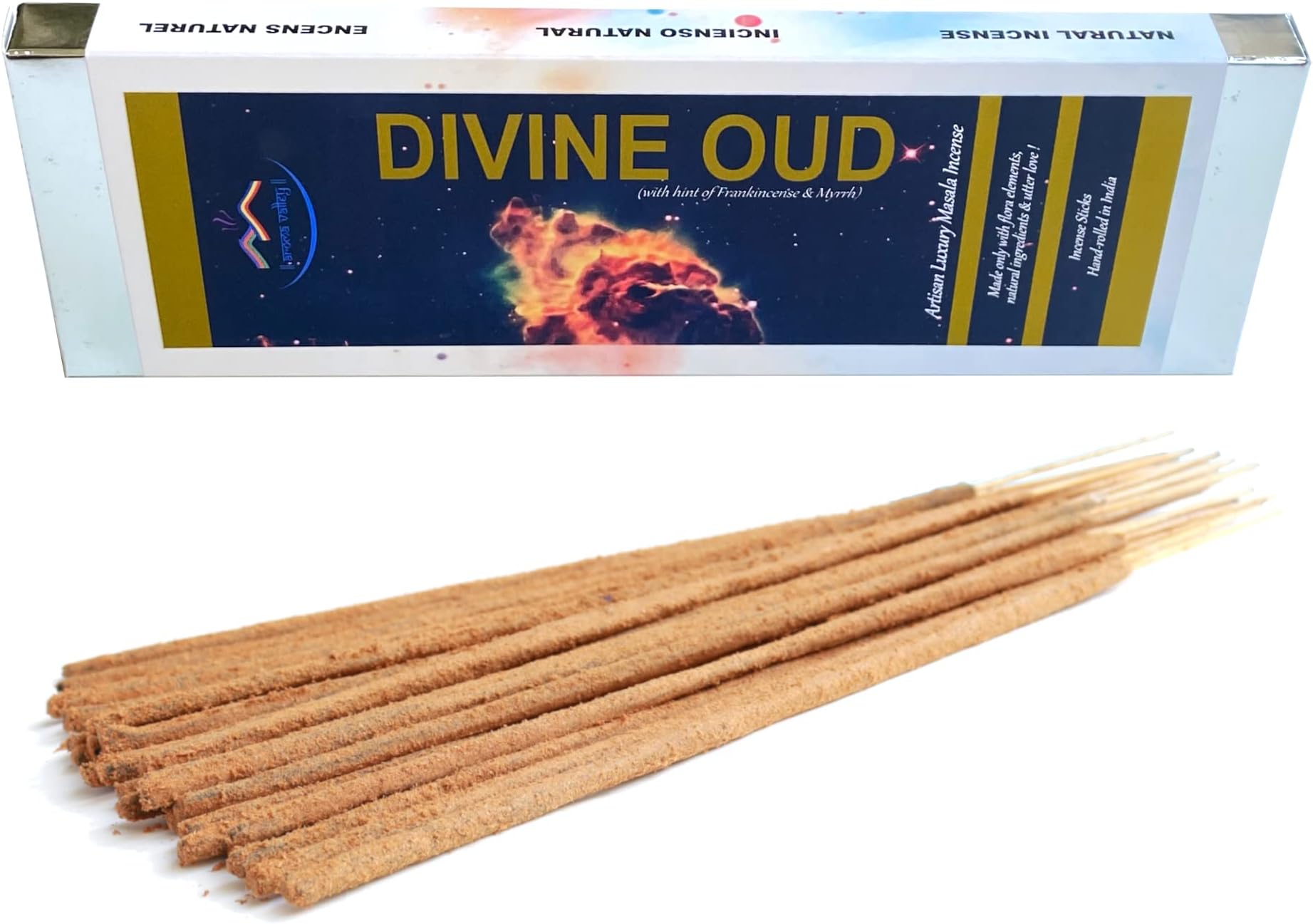 - Divine Oud (Agarwood) Incense Sticks - Artisan Luxury Masala Incense - Agarwood with hint of Frankincense and Myrrh - Handcrafted - Divine Scent for Home, Meditation & Aromatherapy