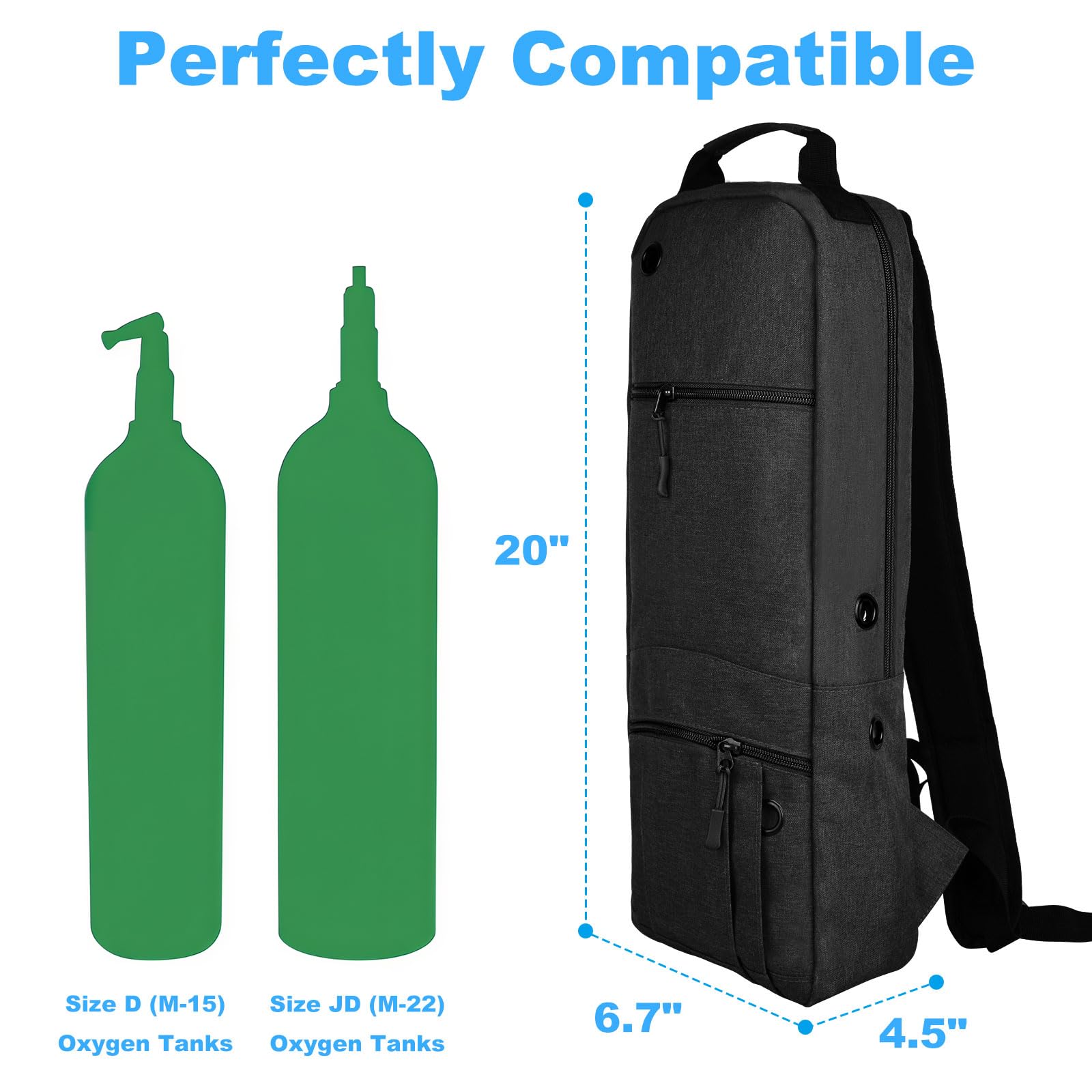 Porte-sac à dos portable pour réservoir d'oxygène taille D (M-15), sac à dos cylindre d'oxygène, taille JD (M-22) sac à oxygène