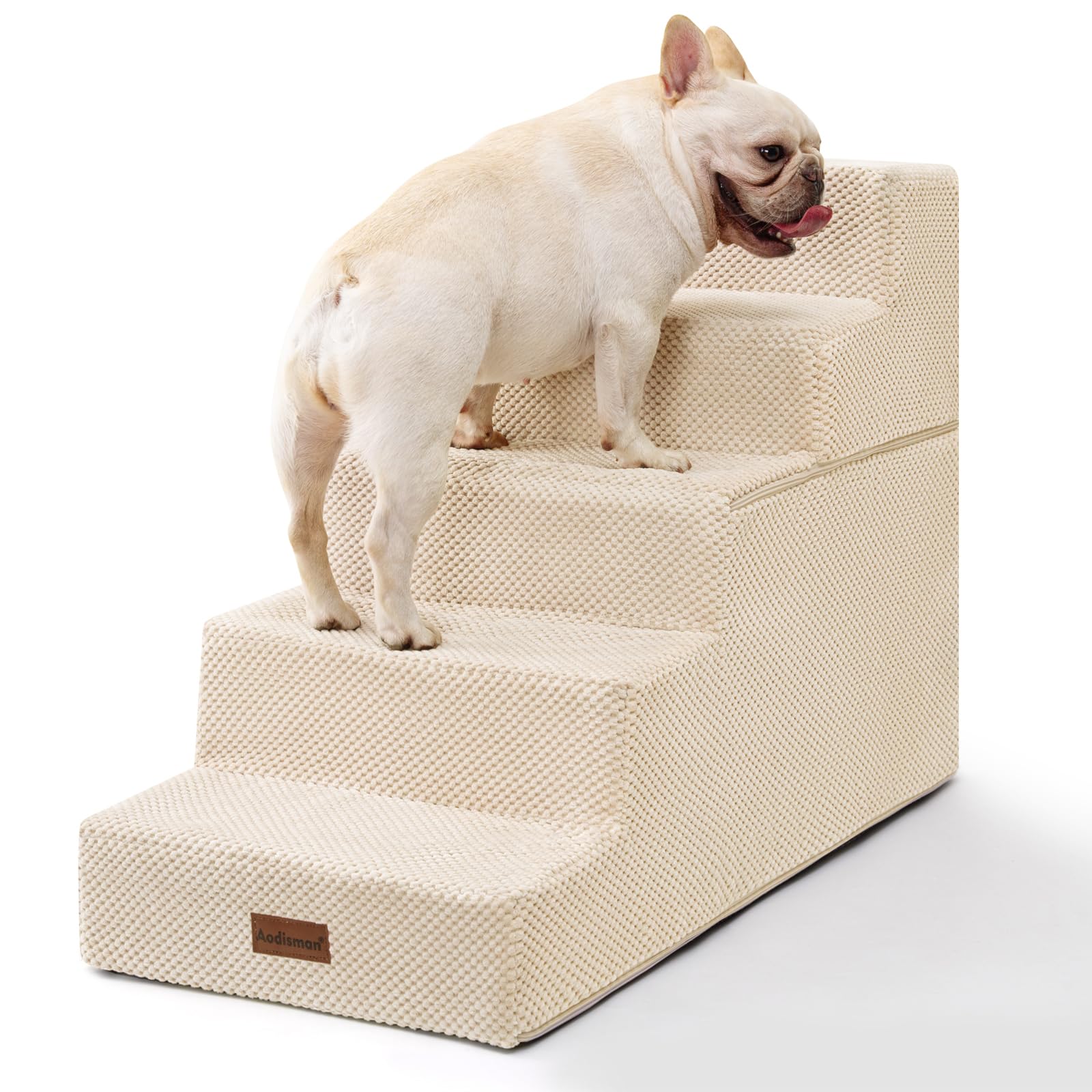 Aodisman Dog Stairs for High Beds 22.6" H, 5-Step Pet Steps for Small Dogs