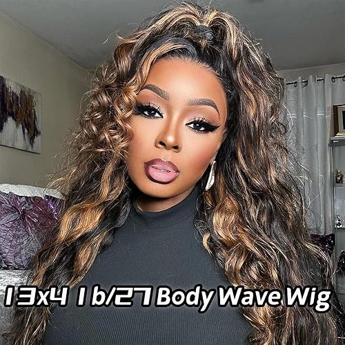 Miniatura 3 de Blomas Peluca de cabello humano con reflejos balayage de 24 pulgadas, encaje frontal 1B27, pelucas de encaje frontal para mujeres, pelucas de encaje