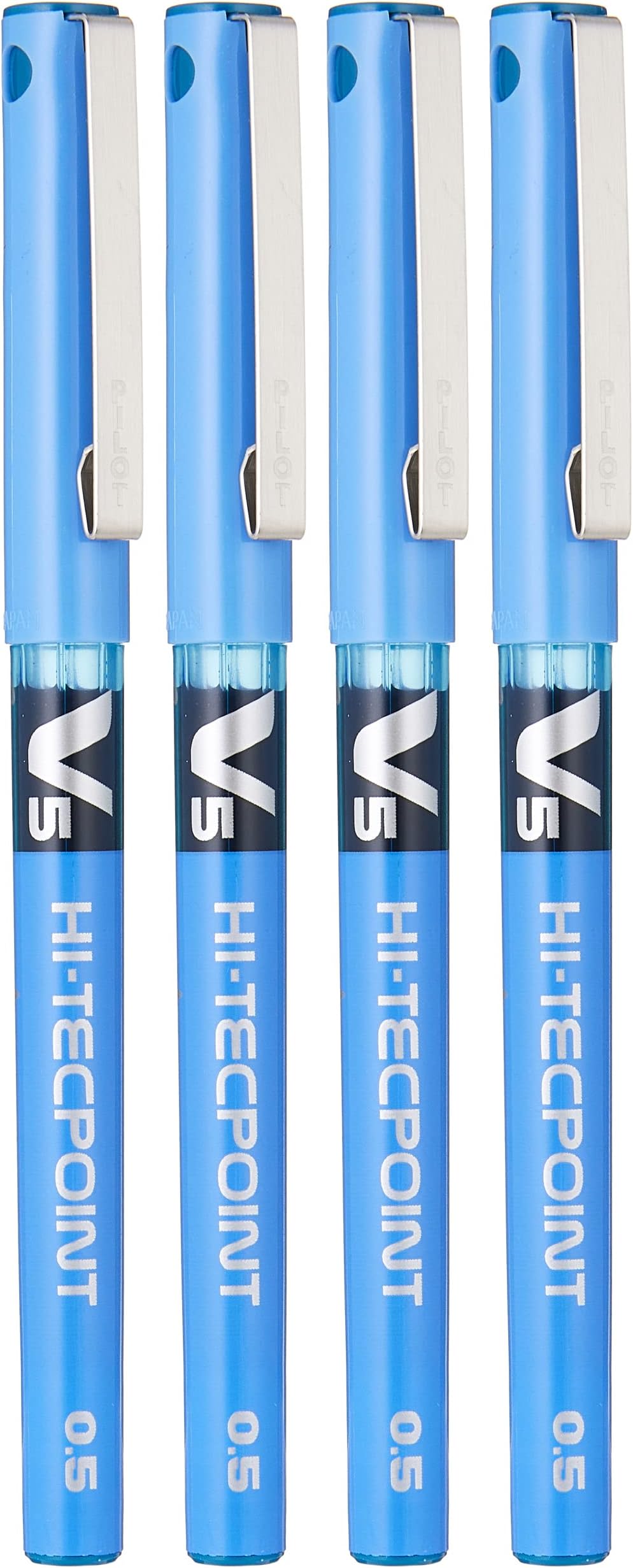 BX-V5-4L V5 Hi-Techpoint Roller Ball Pen 4-Piece Set, Blue