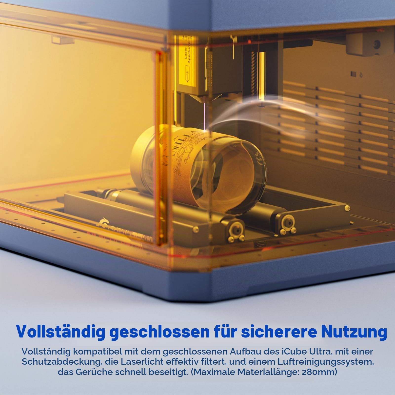 SCULPFUN iCube Ultra Dual Mini Laser Graviermaschine, mit PAC3 - Air Assist iAP & Kamera iCAM & Roller RAmini, 12W Diode und 1,2W Infrarot Laser, SCULPFUN APP, Laser Cutter mit Rauchfilter