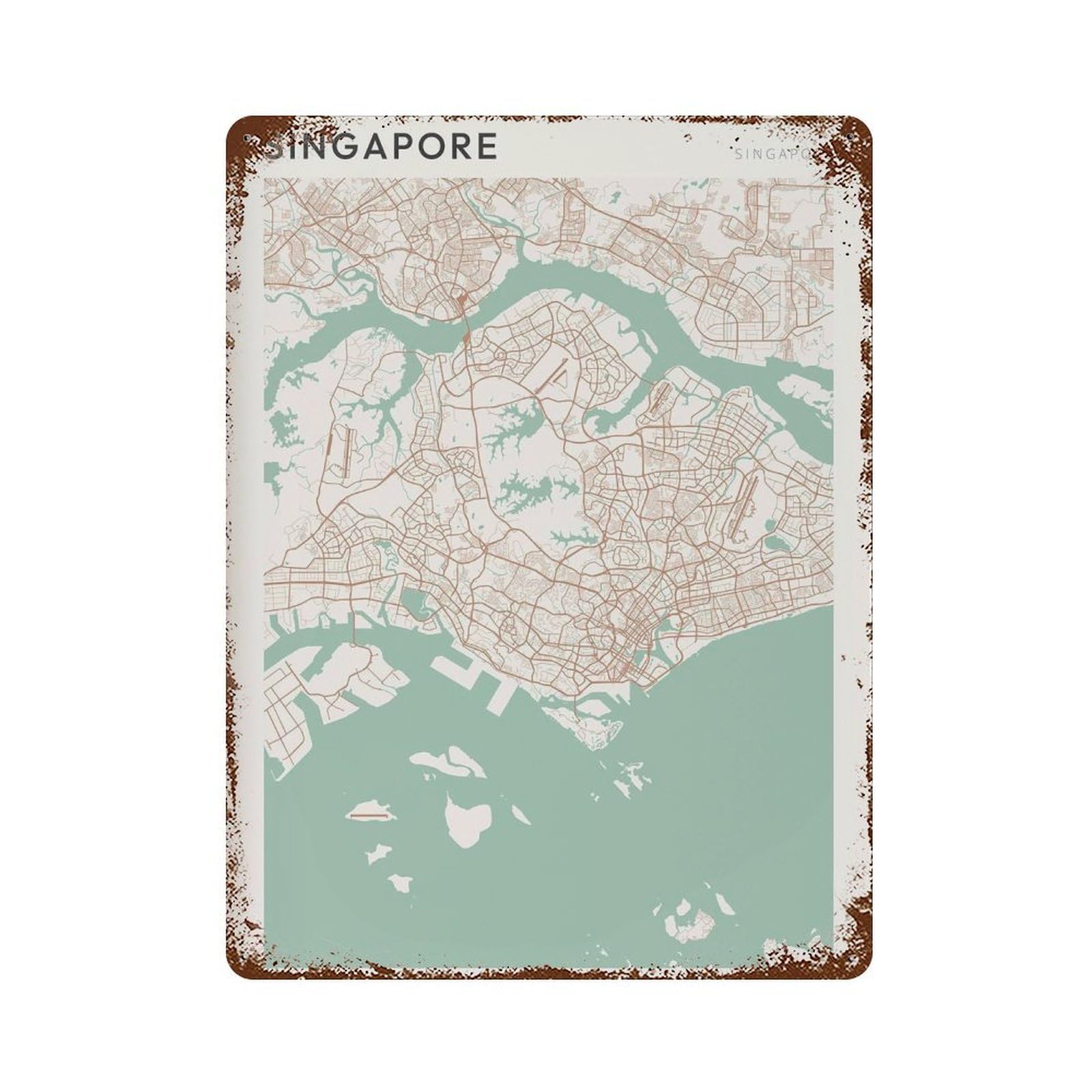 xiaoxiaoshen Singapore Map City Travel Decor Farmhouse Wall Decor Art Metal Tin Poster Modern Home Decor Art Home Bar Shop Decorations Vintage Sign 40x30cm