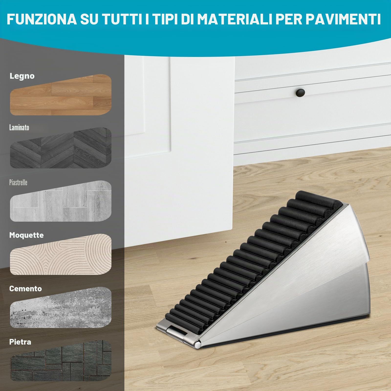 FLORA GUARD Fermaporta regolabile e resistente, altezza 7,6 cm, in acciaio inox, per il fondo di qualsiasi porta pesante, fermaporta in metallo con forte molla