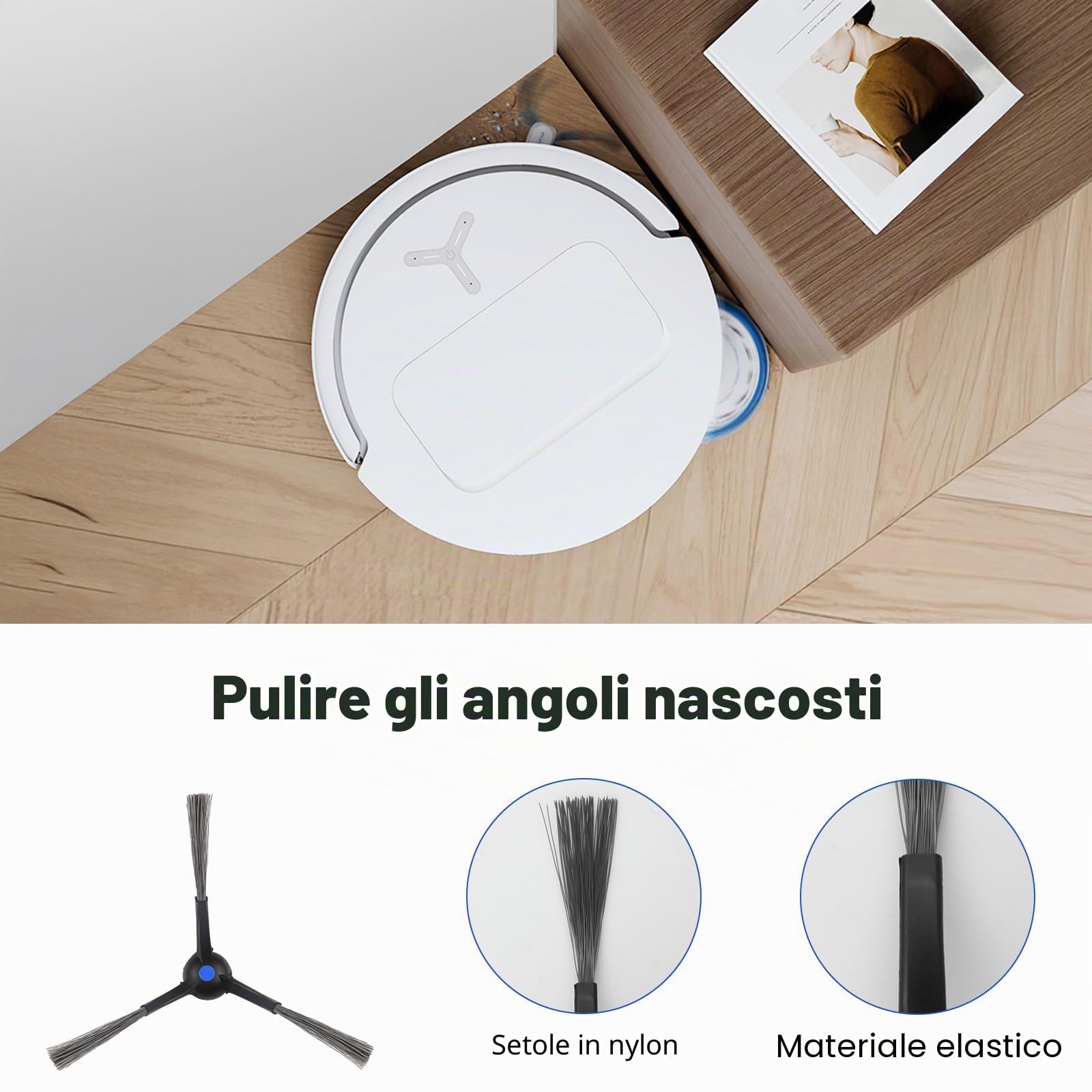 20 pezzi accessori compatibili con Ecovacs Deebot T50 Omni / T50 Pro Omni, 1 spazzola principale, 6 sacchetti, 4 panni, 4 filtri, 4 spazzole laterali, 1 spazzola di pulizia