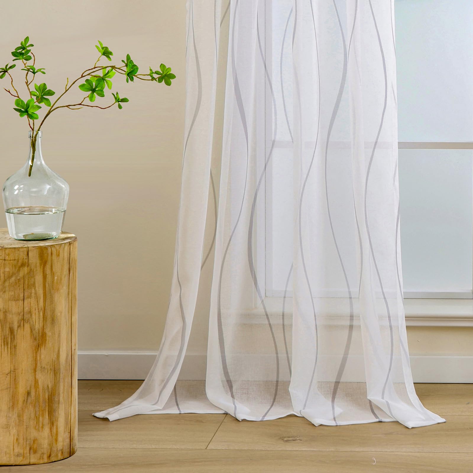 L.Z.E Gordijnen, wit, voor woonkamer, gordijnen met plooiband voor railsysteem, transparante railgordijnen, boho-gordijn voor slaapkamer, set van 2, modern, 225 cm lang, natuurlijk wit L.Z.E Gordijnen, wit, voor woonkamer, gordijnen met plooiband voor railsysteem, transparante railgordijnen, boho-gordijn voor slaapkamer, set van 2, modern, 225 cm lang, natuurlijk wit
