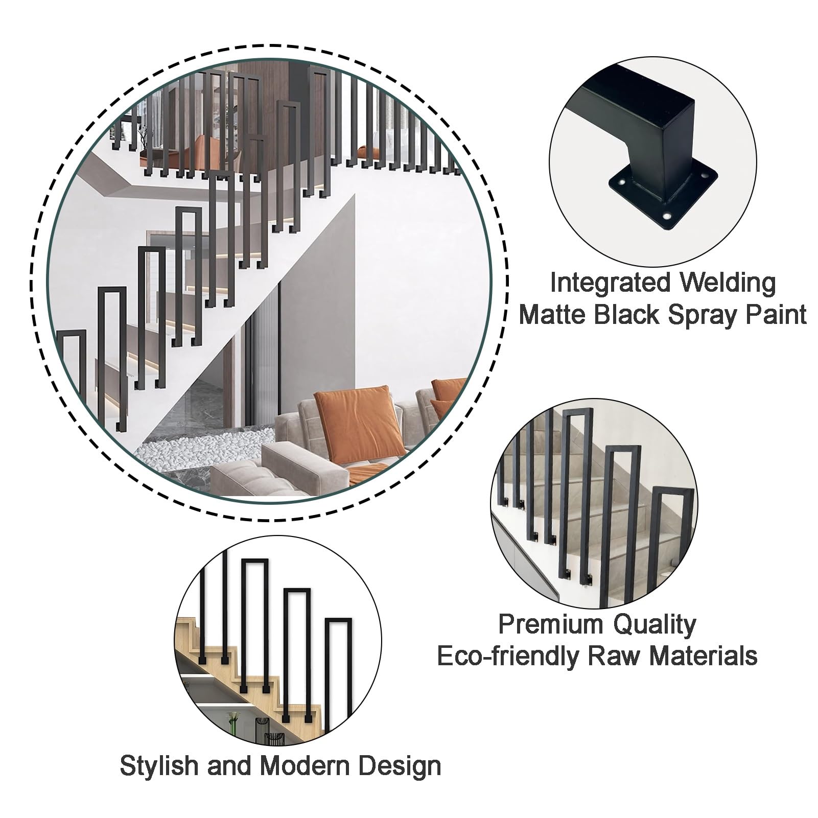 Main Courante En Fer Pour Escalier – 1 à 3 Marches, Usage Intérieur/extérieur