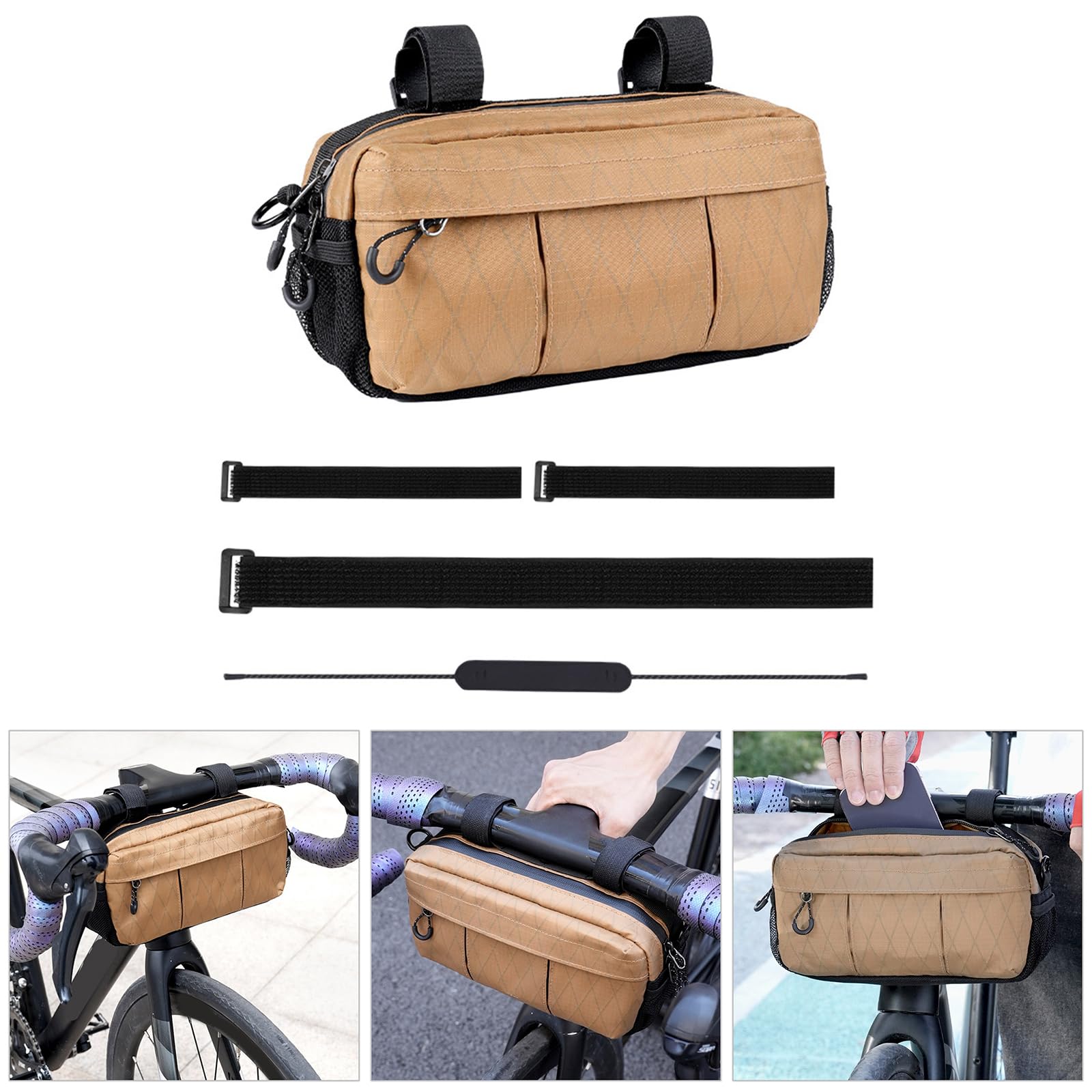 Borsa impermeabile per manubrio bici da strada, anteriore leggera, per mountain bike, moto, grande capacità di stoccaggio