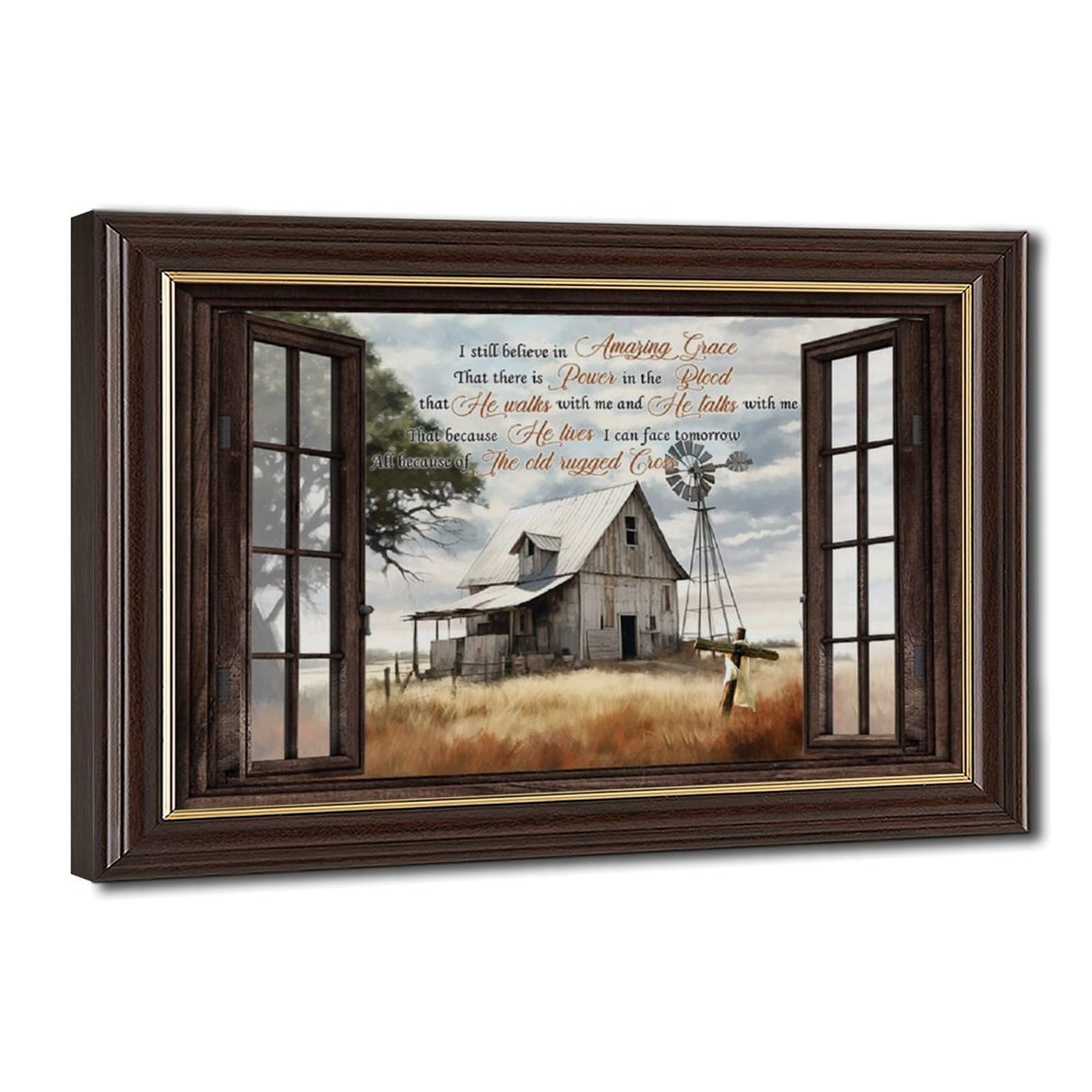 Bareronor Mokume Gane Frame-Style Vintage Rural Farmhouse Canvas Poster For Home Decor Gift