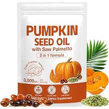 Pumpkin Seed Oil with Saw Palmetto Capsules 300 Softgels - 3000mg Max Strength, Cold-Pressed, Supports Hair, Urinary, Bladder & Prostate Health, Boosts Immunity, Non-GMO
