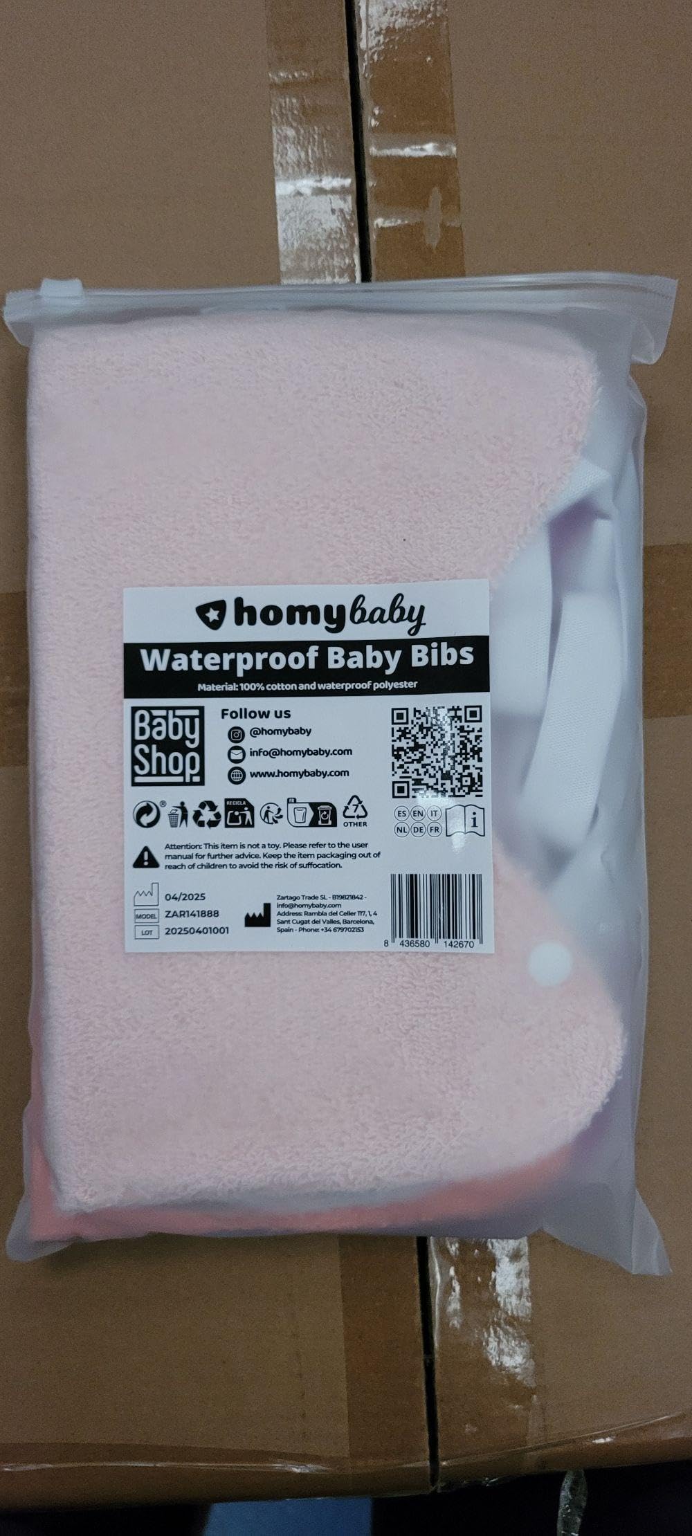 HOMYBABY® Set 5 Bavaglini Neonato Impermeabili con Bottoni per Asilo Nido
