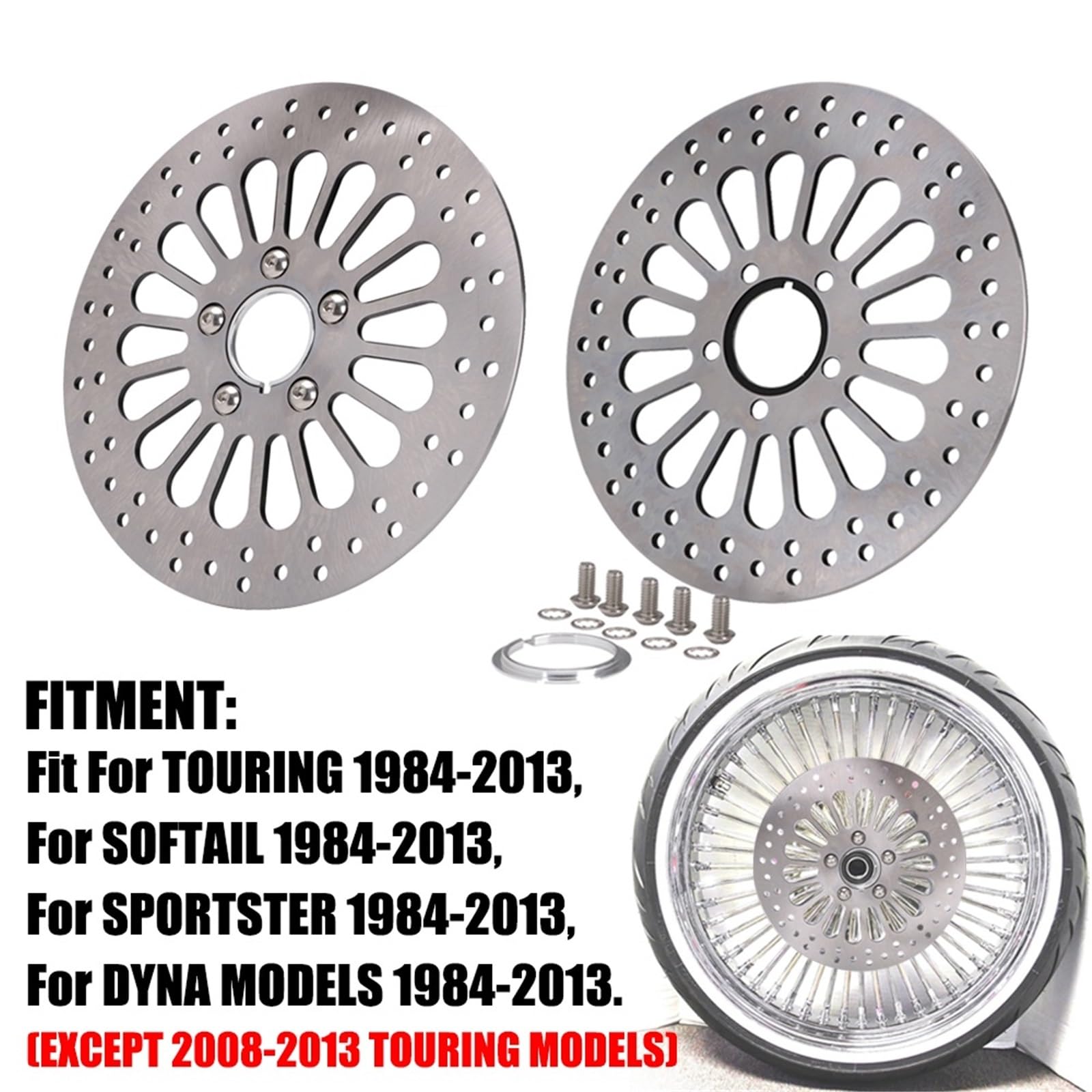 Juego De Discos De Freno Delanteros Y Traseros Motocicletas Para HARLEY Touring Softail Sportster Dyna 1984-2013 Disco de freno trasero(Rear)