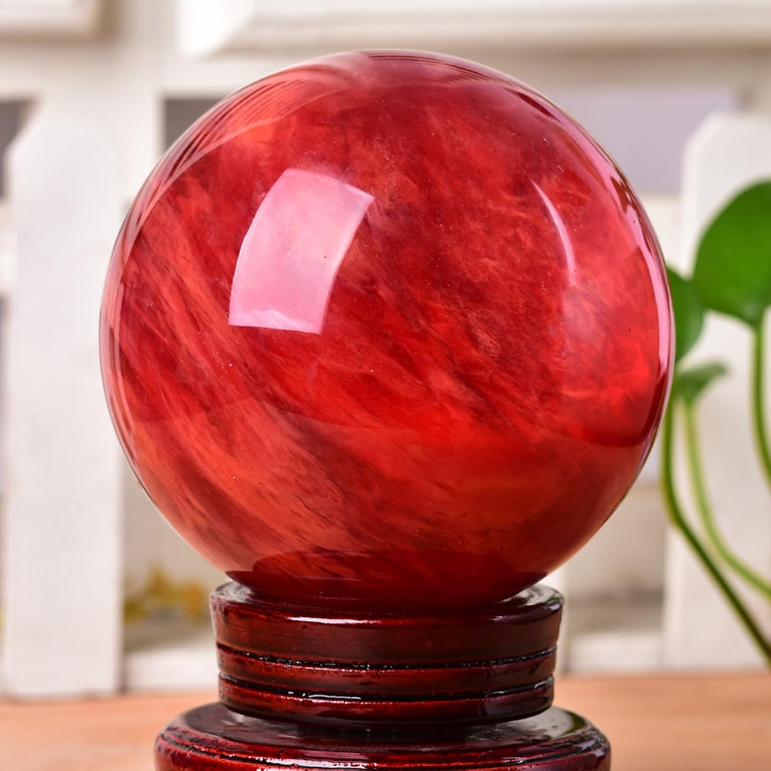 Crystals and Stones Smelting Quartz Crystal Gemstone Ball Carved Round Sphere for Divination Home Decoration Gift,5cm/1.9in