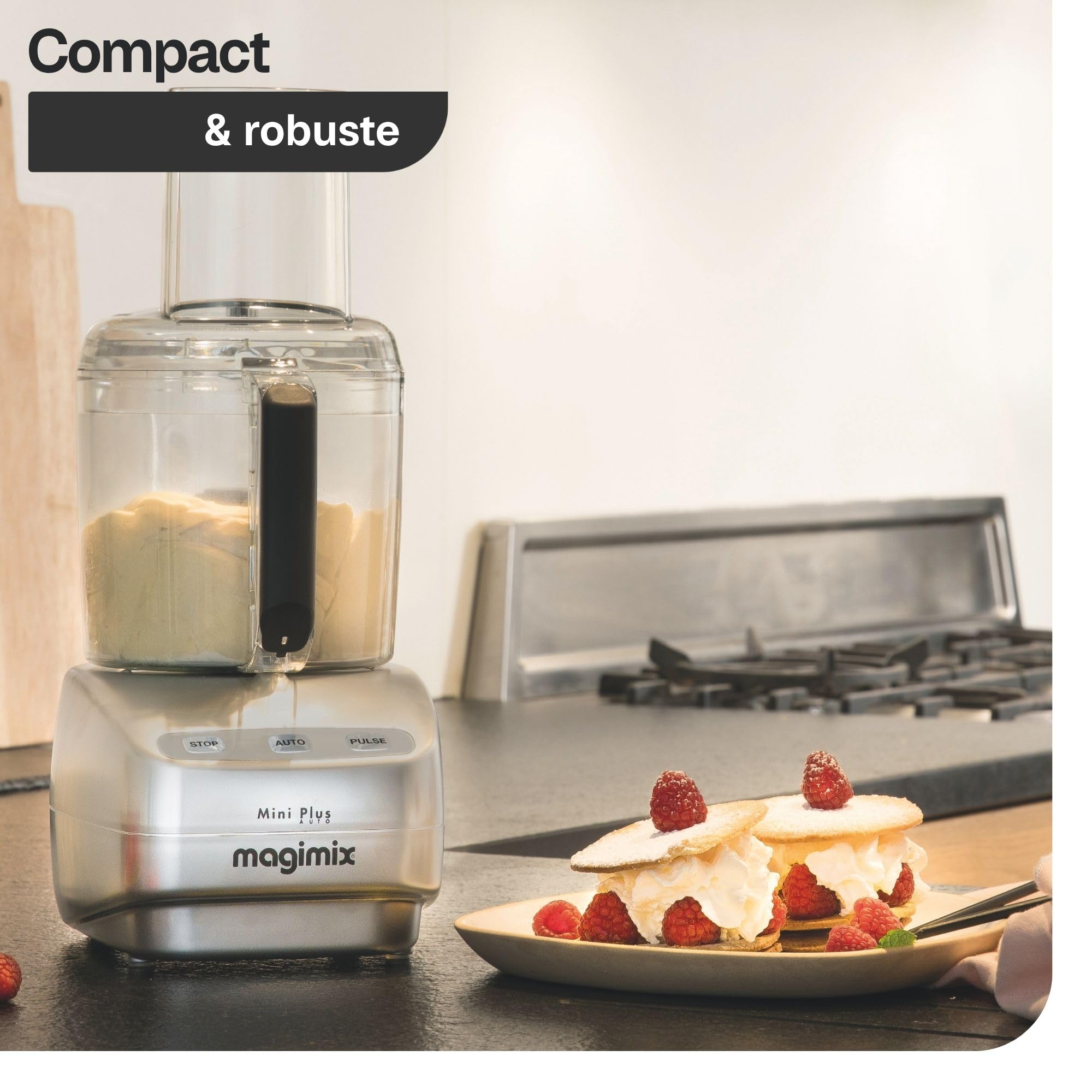 Magimix Robot de Cuisine Multifonction Mini Plus 1,7 L – Hachoir, Blender, Presse-Agrumes – Compact et Puissant – Idéal pour Petites Préparations – Fabriqué en France (Blanc)