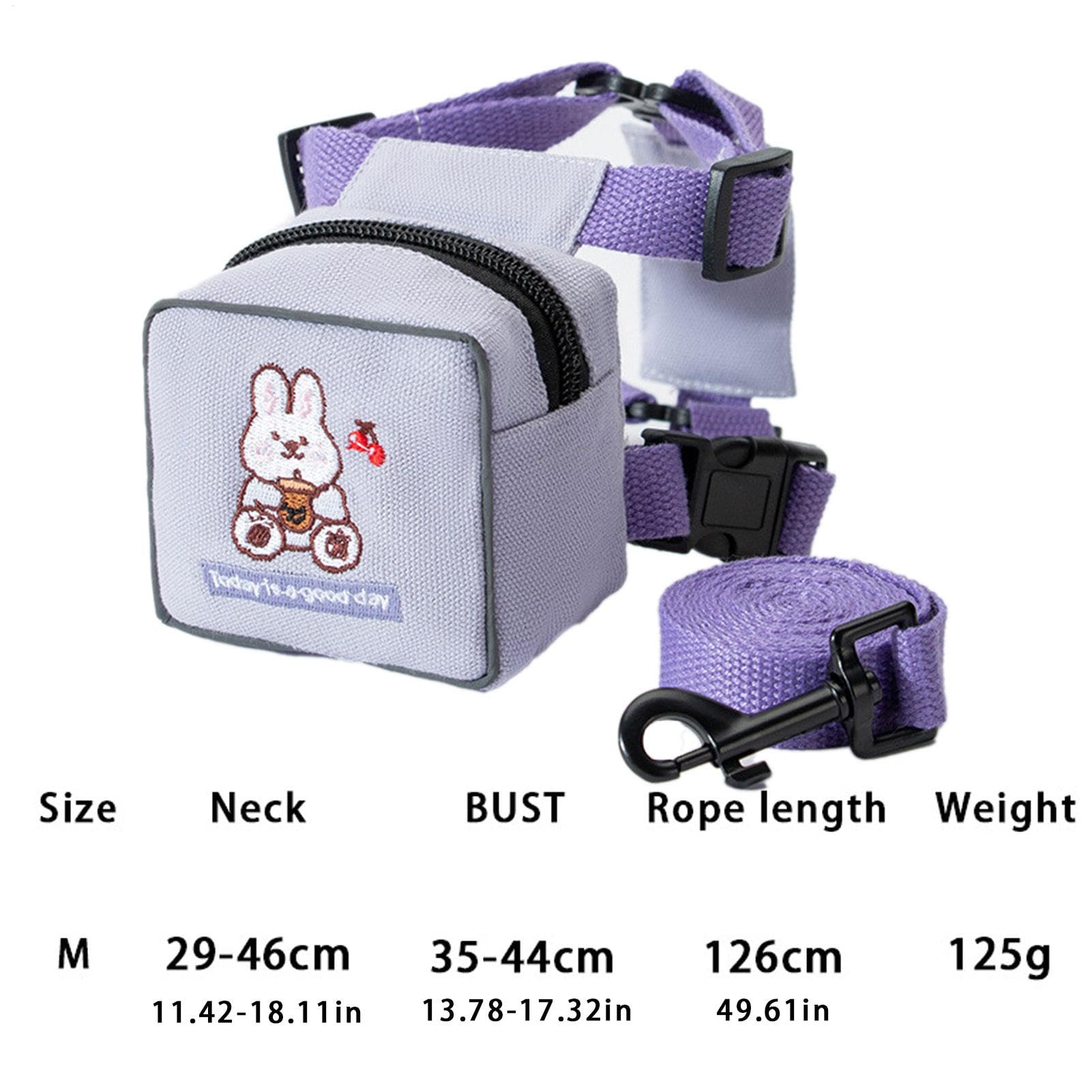 Imbracatura per zaino per cani | Imbracatura da trekking con design animale dei cartoni animati | Borsa da sella regolabile per cani, con motivo colorato con orso, coniglio, dinosauro per viaggi,