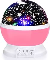 Projetor de luz noturna estrela, luzes de bebê com 4 lâmpadas de LED, 8 luzes que mudam de cor com cabo USB, projetor de estrelas rotativas de 360 graus para decoração de quarto de bebê e crianças