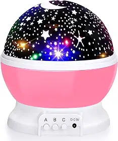 Projetor de luz noturna estrela, luzes de bebê com 4 lâmpadas de LED, 8 luzes que mudam de cor com cabo USB, projetor de estrelas rotativas de 360 graus para decoração de quarto de bebê e crianças