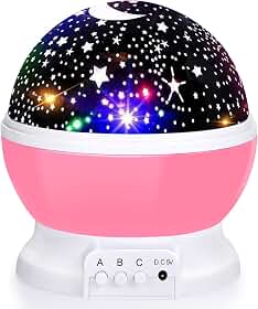 Projetor de luz noturna estrela, luzes de bebê com 4 lâmpadas de LED, 8 luzes que mudam de cor com cabo USB, projetor de estrelas rotativas de 360 graus para decoração de quarto de bebê e crianças