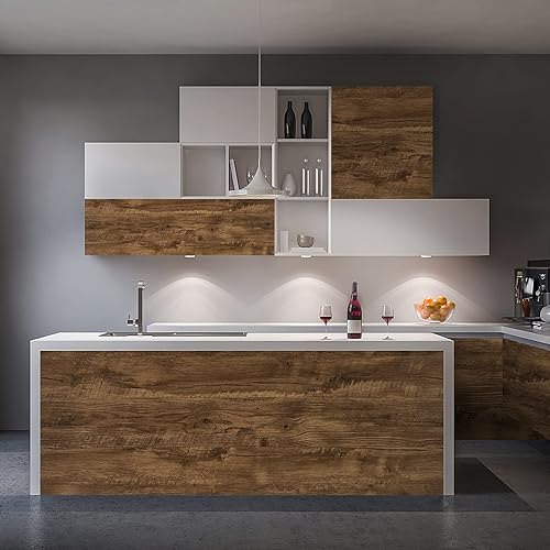 Miniatura 9 de Mecpar Papel tapiz de madera marrón, papel de contacto de madera envejecida, 15.7 pulgadas x 16.4 pies, papel tapiz de madera rústica para despegar