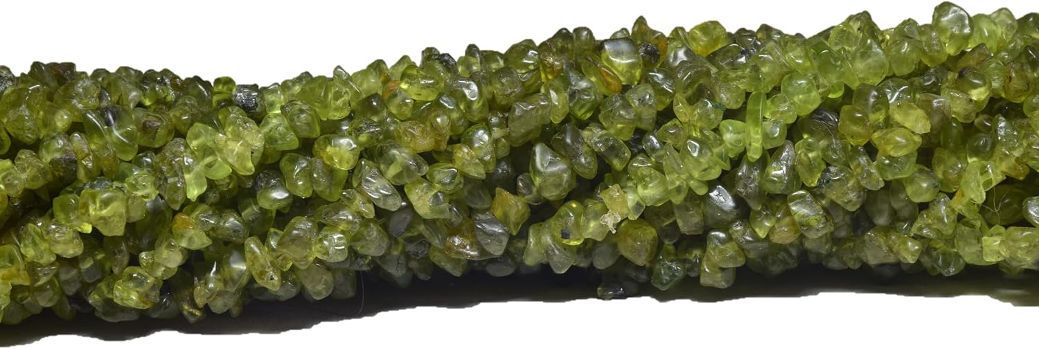 Original Green Peridot Beads Uncut Gemstone Chips of 6 to 8mm Size Loose Beads for Jewelry Making, Peridot Chips, 1 Strands Each of 36" Length