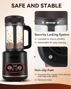 YUCHENGTECH Coffee Roaster Machine 2200W Hot Air Coffee Roasters 300g | Electric Coffee Bean Roaster with Timer Adjustable Heating and Cool Setting for Cafe Shop Home Use 220V