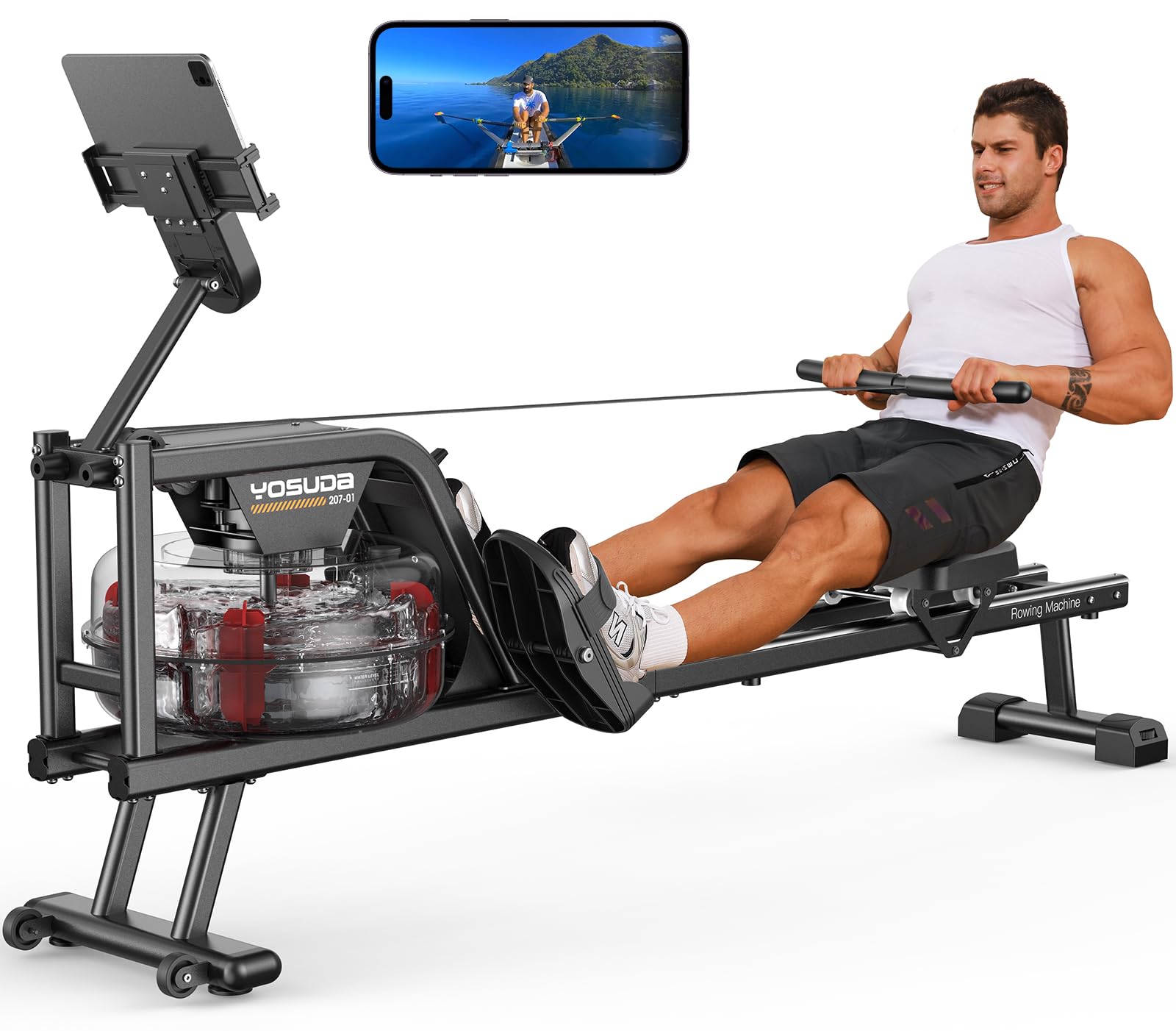 YOSUDA Magnetic/Water Rowing Machine 350 LB Weight Capacity - Rower Machine for Home Use with Bluetooth, App Supported, Tablet Holder and Comfortable Seat Cushion