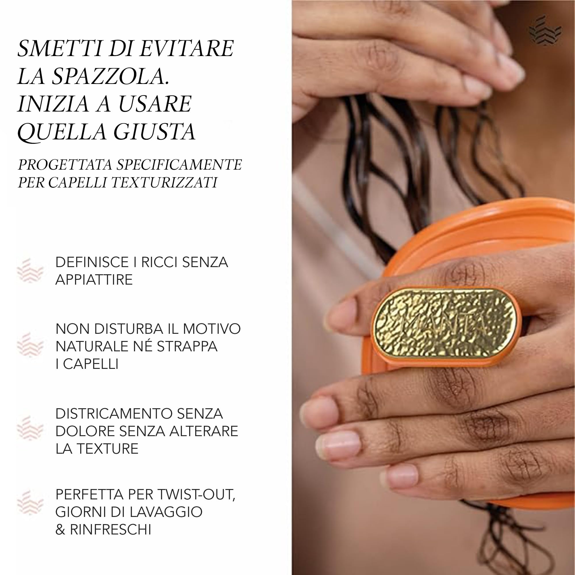 Manta Curls Spazzola per capelli anti-rottura, spazzola districante per capelli ricci e afro, spazzola delicata per capelli bagnati e asciutti da donna, colore foglia di tè morbido