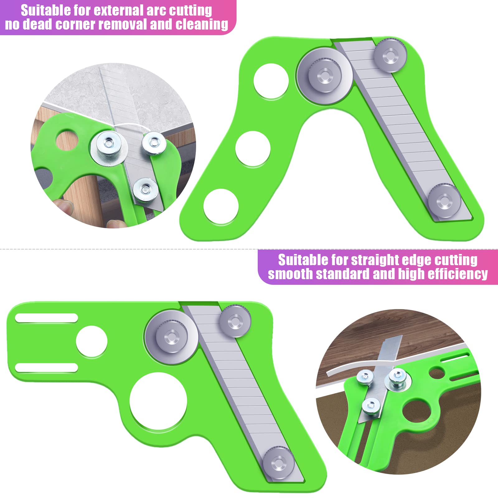 KIBBEH 2Pcs Professional Woodworking Edge Trimmer Set, 2-in-1 Straight & Curved Edge Banding Cutter - Image 3